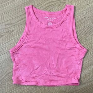 American Eagle Outfitters Pink Ribbed Crop Top